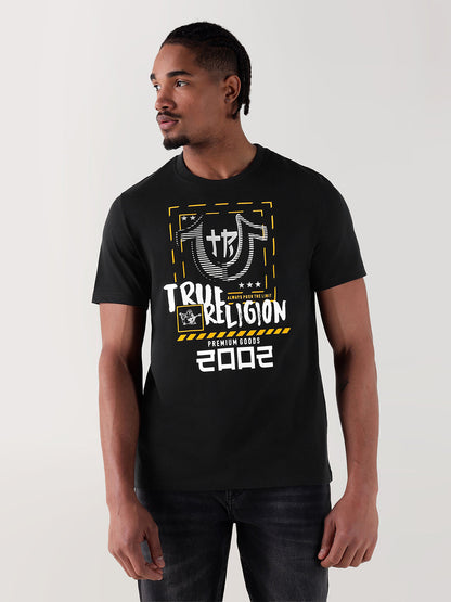 TRUE RELIGION Men Black Printed Round Neck Regular Fit T Shirt