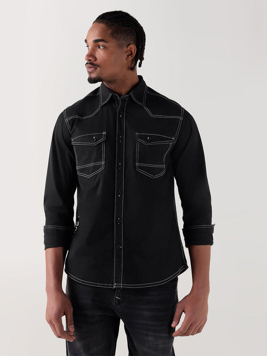 TRUE RELIGION Men Black Regular Fit Shirt
