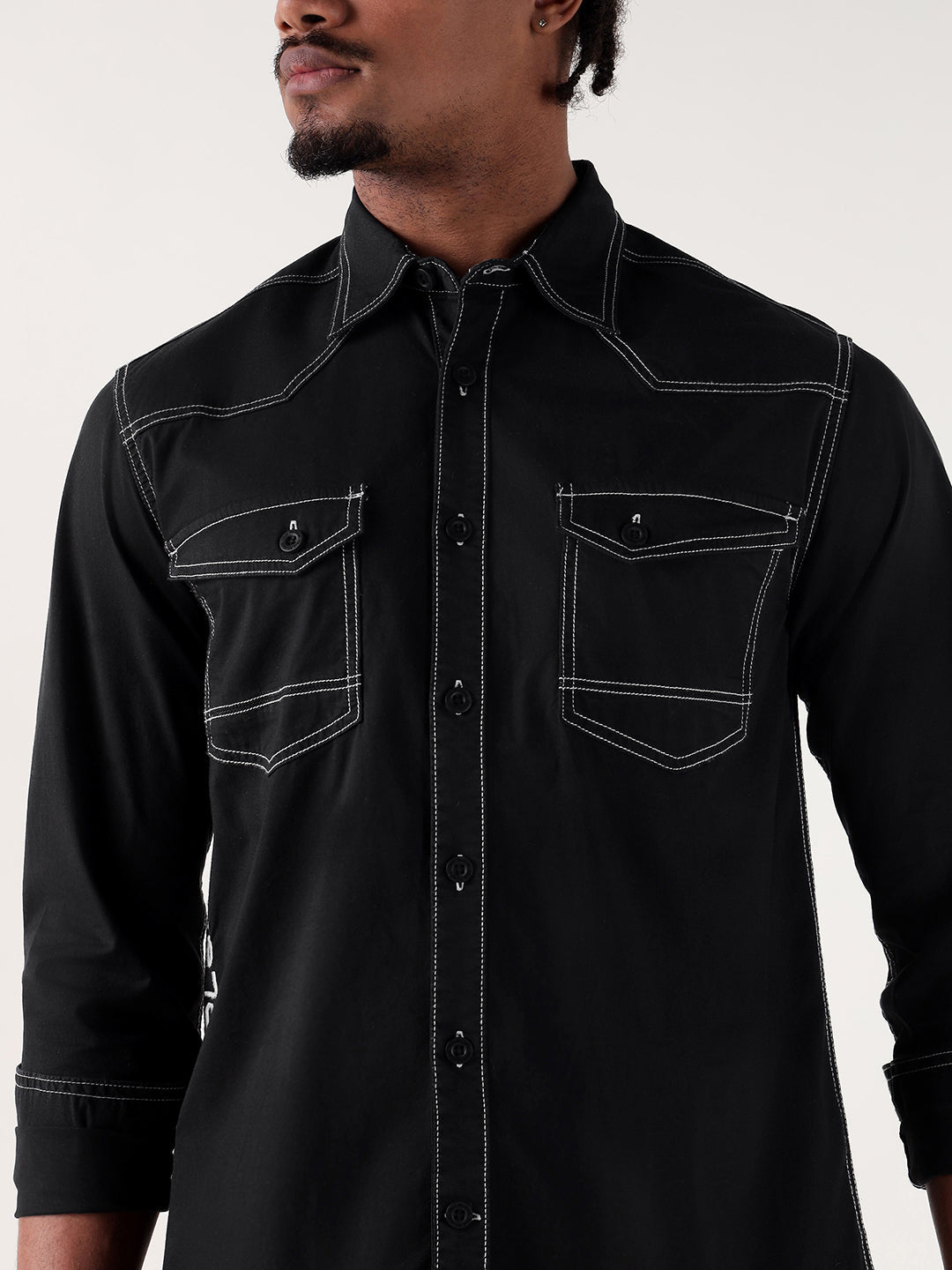 TRUE RELIGION Men Black Regular Fit Shirt