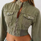 TRUE RELIGION Women Green Boxy Fit Denim Jacket