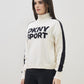 DKNY Women Cream Turtle Neck Jacquard Logo Sweater