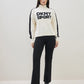 DKNY Women Cream Turtle Neck Jacquard Logo Sweater