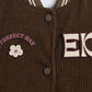 ELLE Girls Brown Logo Collar Regular Fit Varsity Jacket