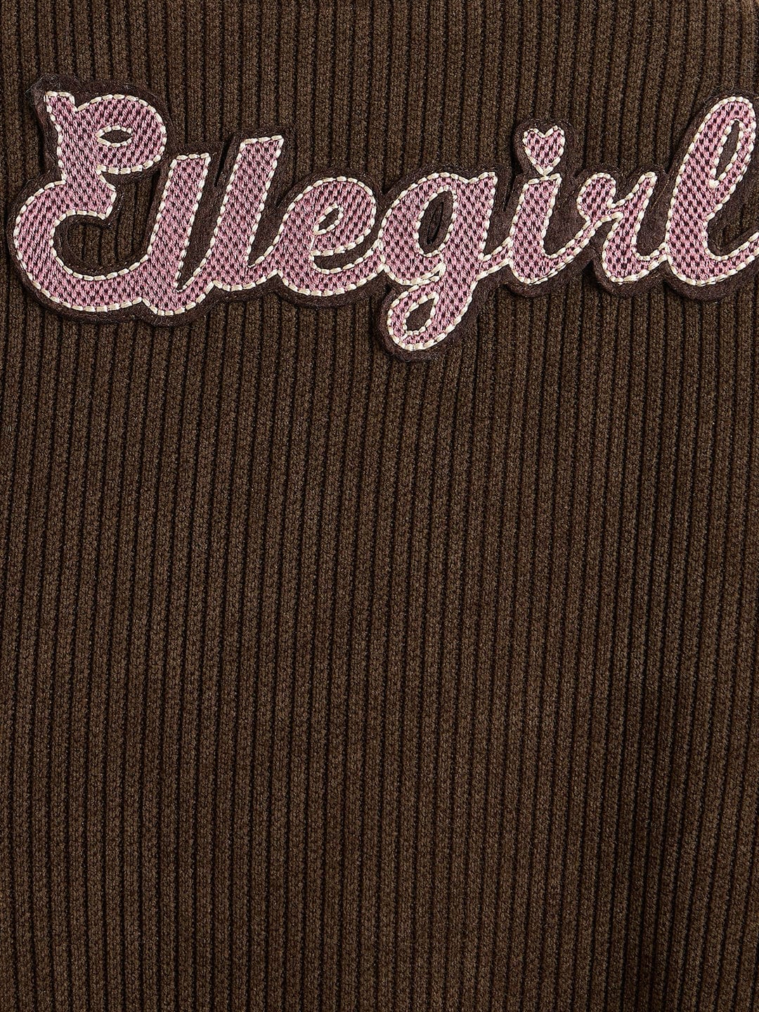 ELLE Girls Brown Logo Collar Regular Fit Varsity Jacket