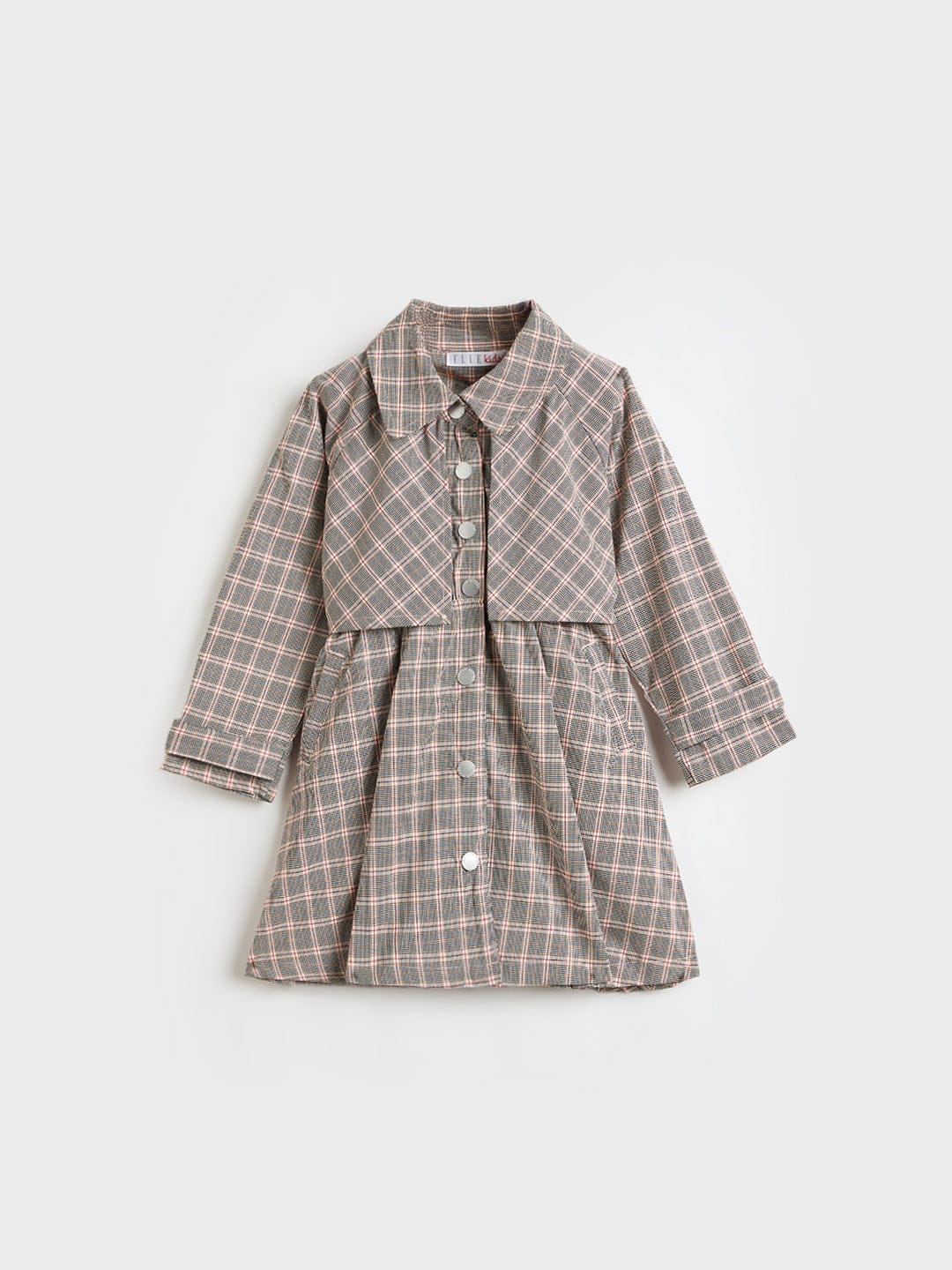 ELLE Girls Multicolour Checks Regular Fit Midi Dress