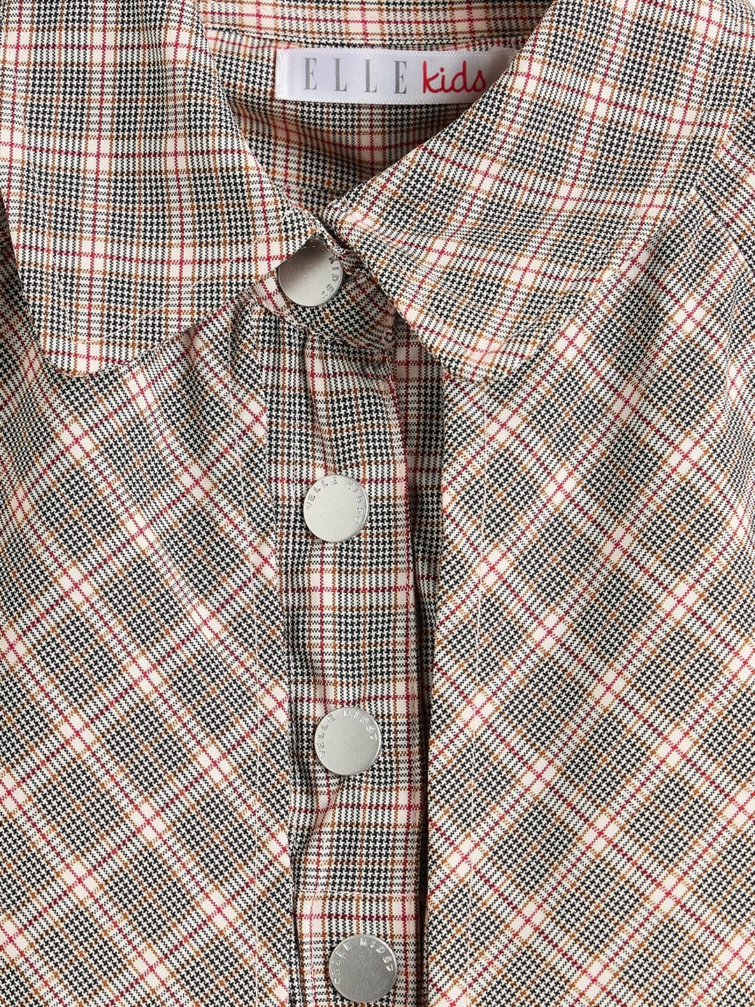 ELLE Girls Multicolour Checks Regular Fit Midi Dress