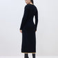 ELLE Women Black Textured Flared Fit Midi Dress