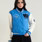 ELLE Women Blue Embroidered Band Collar Jacket