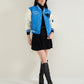 ELLE Women Blue Embroidered Band Collar Jacket