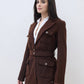 ELLE Women Brown Notch Lapel Oversize Fit Jacket