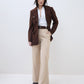 ELLE Women Brown Notch Lapel Oversize Fit Jacket