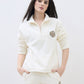 ELLE Women Off White Polo Collar Regular Fit Sweatshirt