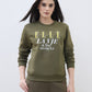 ELLE Women Green Logo Round Neck Regular Fit Sweatshirt