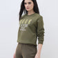 ELLE Women Green Logo Round Neck Regular Fit Sweatshirt