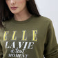 ELLE Women Green Logo Round Neck Regular Fit Sweatshirt