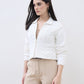 ELLE Women White Textured Polo Collar Regular Fit Sweater