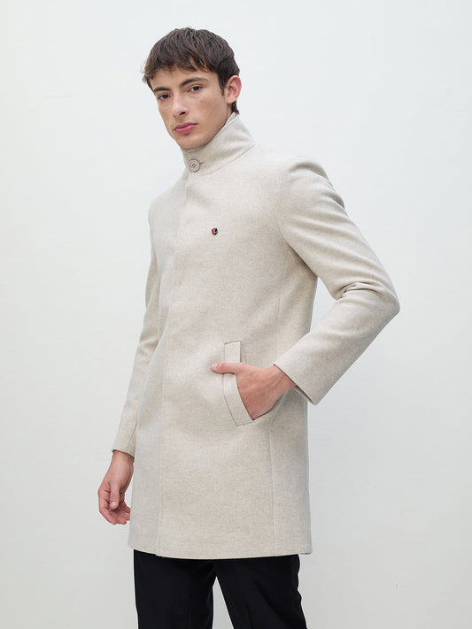 ICONIC Men Beige Regular Fit Overcoat