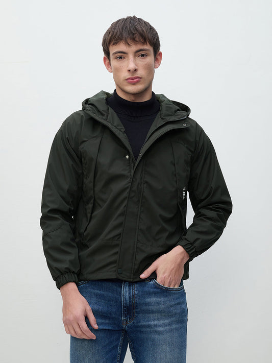 ICONIC Men Green Hooded Jacket