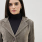 ICONIC Women Taupe Textured Notch Lapel Regular Fit Overcoat