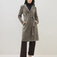 ICONIC Women Taupe Textured Notch Lapel Regular Fit Overcoat