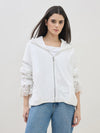 ICONIC Women White Hooded Regular Fit Jacket