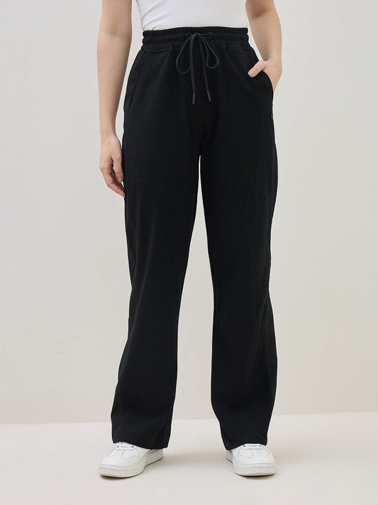 ICONIC Women Black Regular Fit Sweatpant