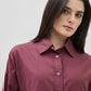 ICONIC Women Maroon Shirt Collar Regular Fit Shirt