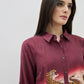 ICONIC Women Maroon Printed Shirt Collar Regular Fit Shirt