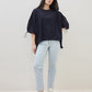 ICONIC Women Navy Blue Round Neck Boxy Fit T Shirt