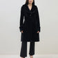 ICONIC Women Black Notch Lapel Detachable Fur Overcoat