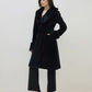 ICONIC Women Black Notch Lapel Detachable Fur Overcoat