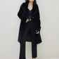 ICONIC Women Black Notch Lapel Detachable Fur Overcoat