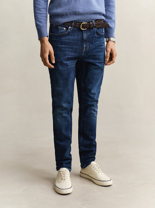 GANT Men Navy Blue Slim Fit Jeans