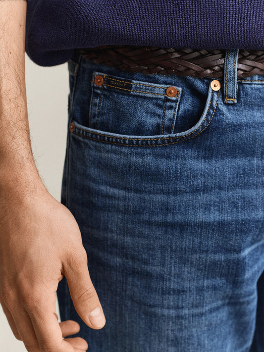 GANT Men Navy Blue Slim Fit Jeans