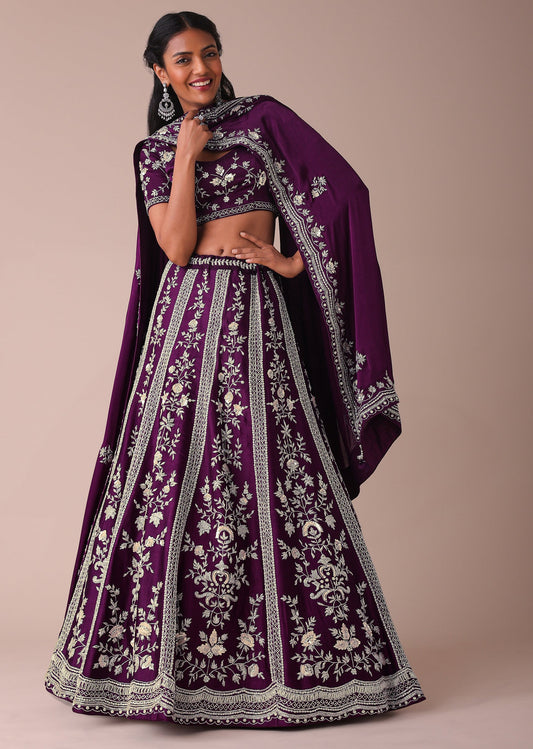 Mulberry Purple Lehenga With Handwork Embroidery