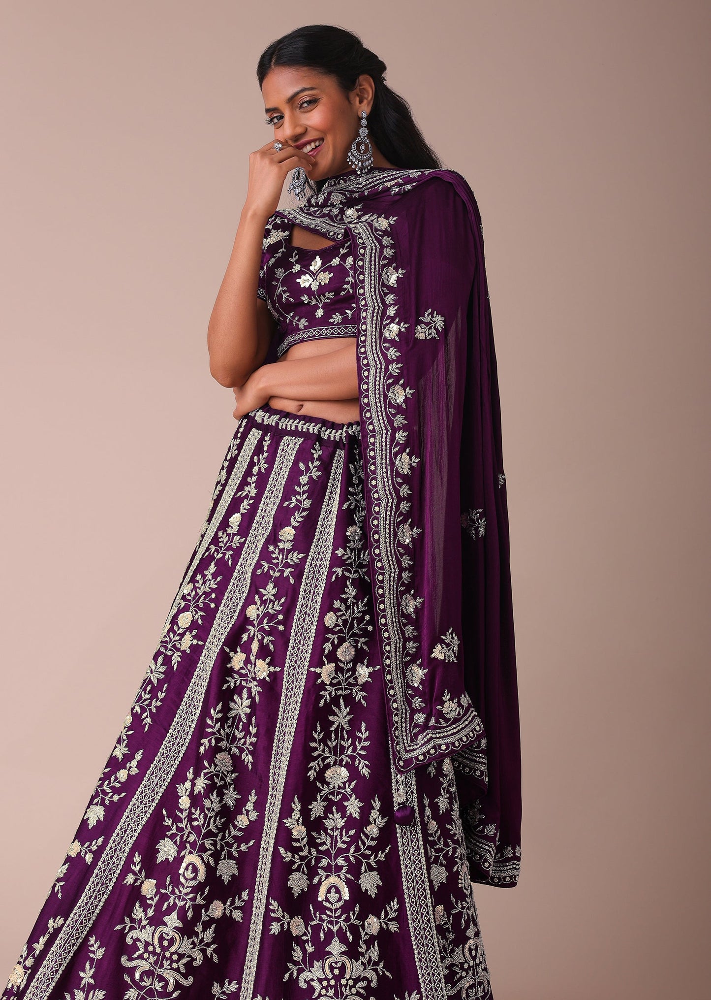 Mulberry Purple Lehenga With Handwork Embroidery