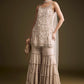 Beige Chinon Sharara Suit With Sequins And Moti Work