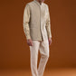Beige Embroidered Corduroy Kurta Jacket Set