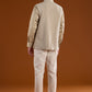 Beige Embroidered Corduroy Kurta Jacket Set