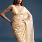 Beige Tissue Saree With Vine And Floral Embroidery