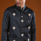 Black Embroidered Silk Linen Kurta Jacket Set