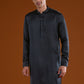 Black Embroidered Silk Linen Kurta Jacket Set