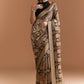 Black Khadhi Georgette Saree With Floral And Geometric Zari Work