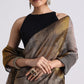 Black Coloblock Linen Tissue Woven Saree