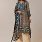 Blue Asymmetric Indie Print Silk Kurta Set