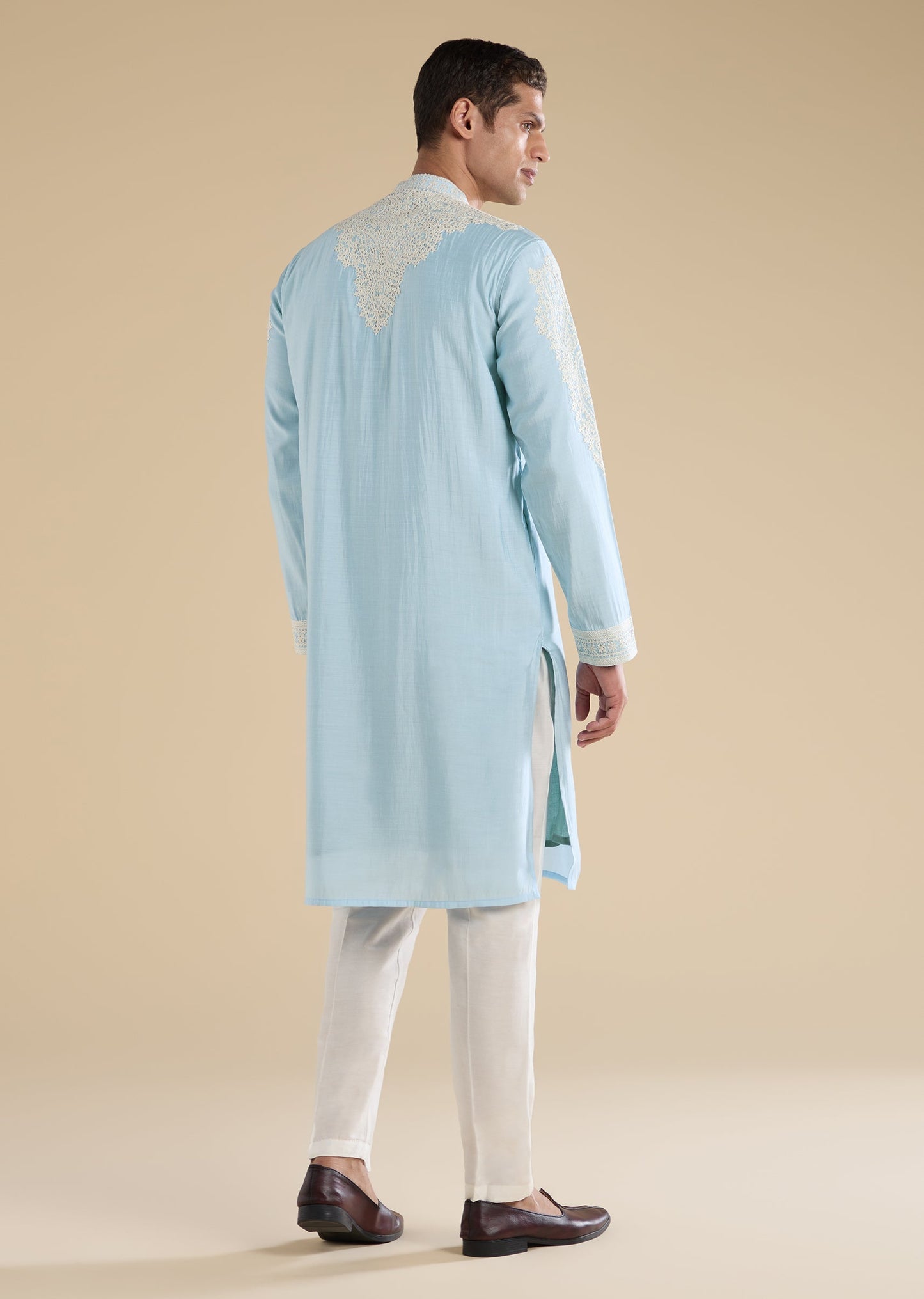 Blue Gujarati Handwork Chanderi Kurta Set