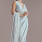 Blue Tissue Saree With Jaal And Stone Embroidery