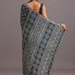 Blue Indigo Mirror And Ajrakh Print Embroidered Saree