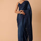 Blue Organza Saree With Unstitched Blouse Piece