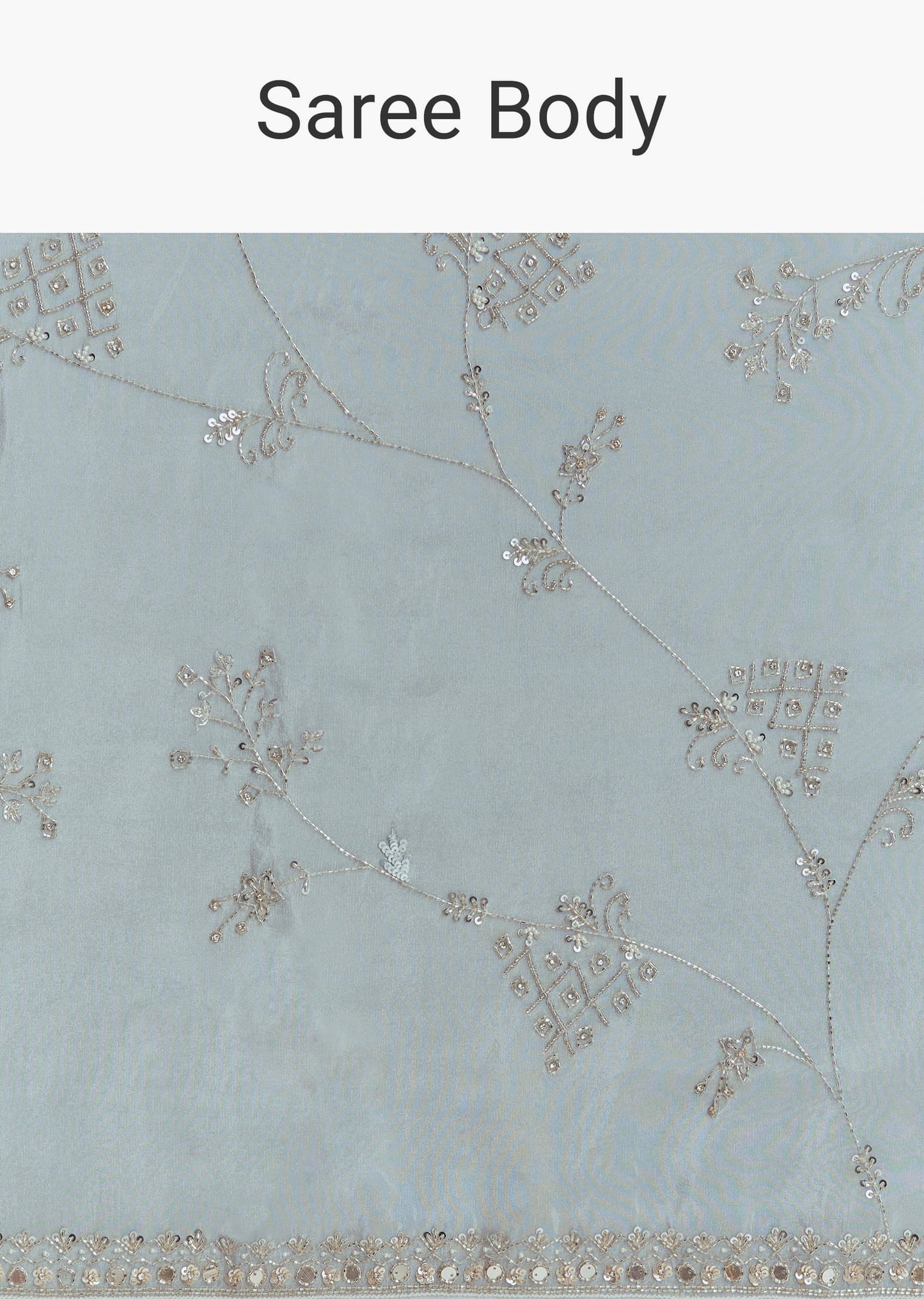 Blue Tissue Saree With Jaal And Stone Embroidery